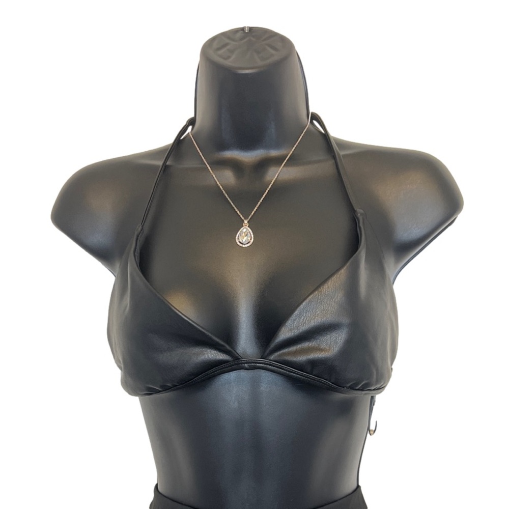 SKIMS FAUX LEATHER TRIANGLE BRALETTE, size medium